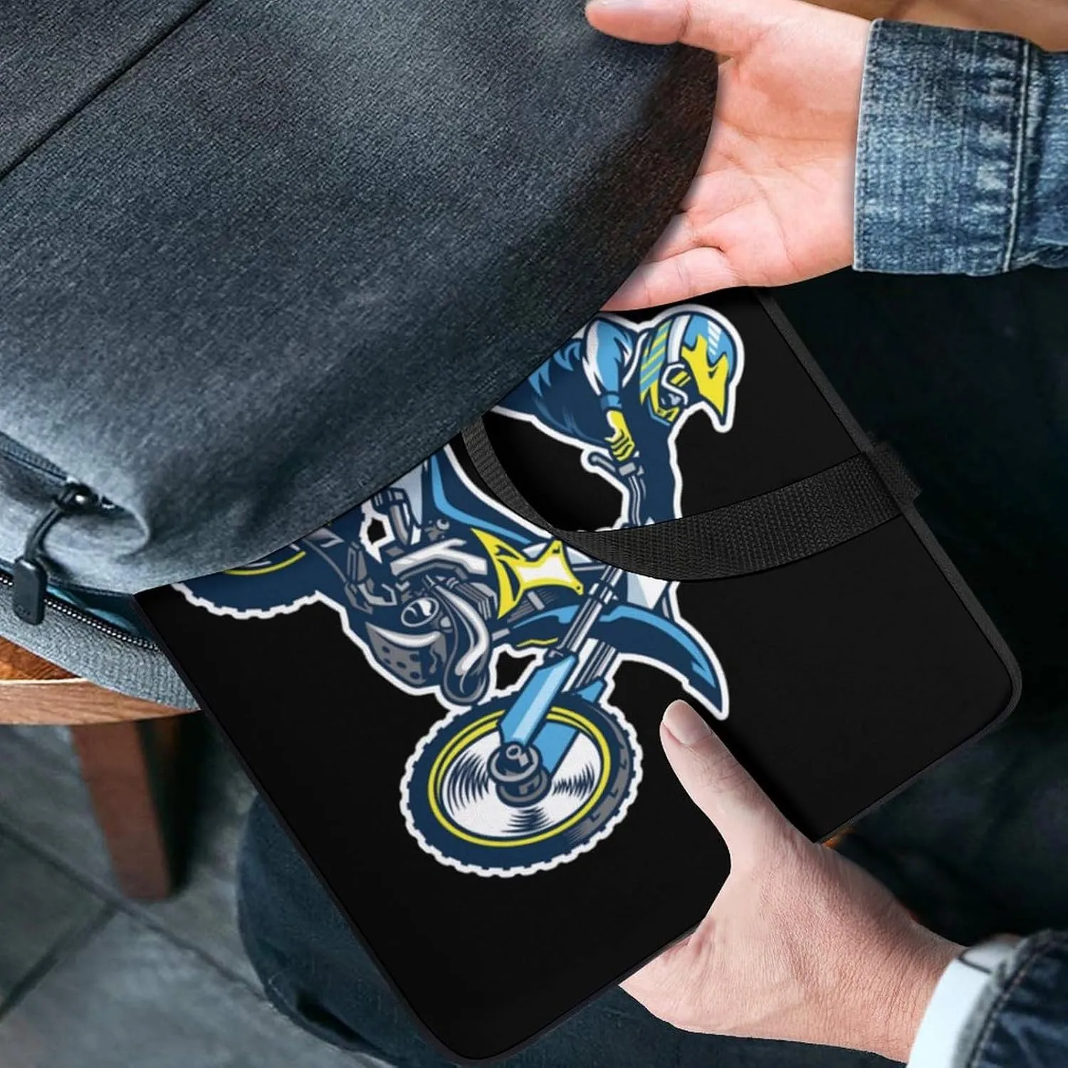 Motocross Rider Carrying Laptop Bag Slim Briefcase Computer Case Business Handbag Backpack
