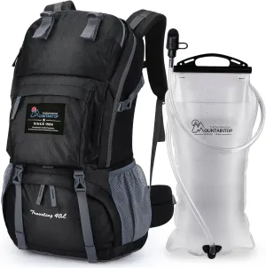 MOUNTAINTOP 40L Hiking Backpack with 3L Hydration Bladder for Women & Men Outdoor Travel Camping Day Pack with Rain Cover, 21.7 x 13 x 7.9 in,Black