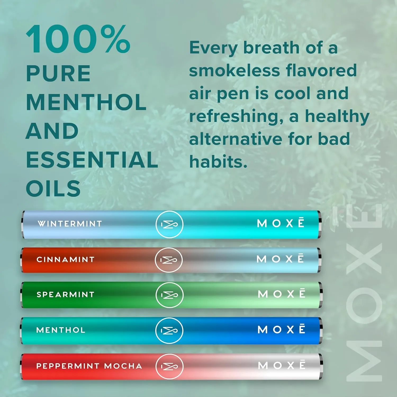 MOXE Natural Air Inhaler Variety 5 Pack | Non Electric Long-Lasting Flavored Air Refreshing Support | Oral Fixation Menthol Essential Oils, Craving Relief