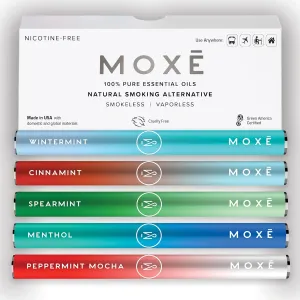 MOXE Natural Air Inhaler Variety 5 Pack | Non Electric Long-Lasting Flavored Air Refreshing Support | Oral Fixation Menthol Essential Oils, Craving Relief