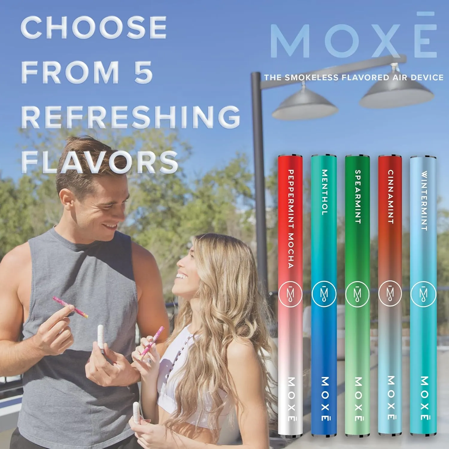MOXE Natural Air Inhaler Variety 5 Pack | Non Electric Long-Lasting Flavored Air Refreshing Support | Oral Fixation Menthol Essential Oils, Craving Relief
