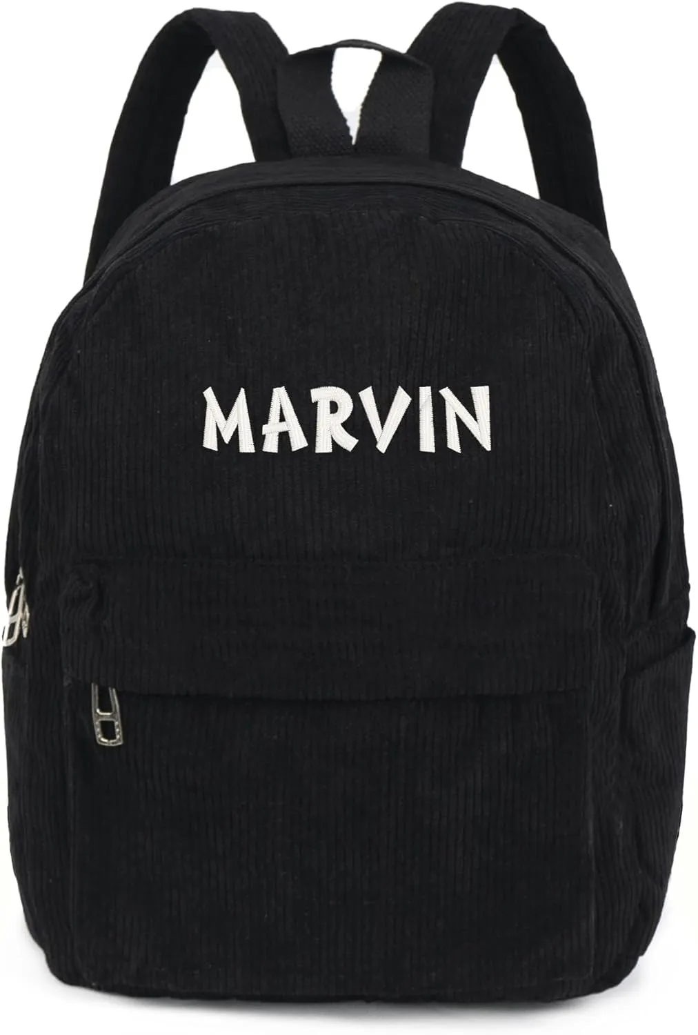 MT WORLD Personalized Toddler Backpack - Monogrammed Black Corduroy Mini Backpack with Customized Name Embroidery