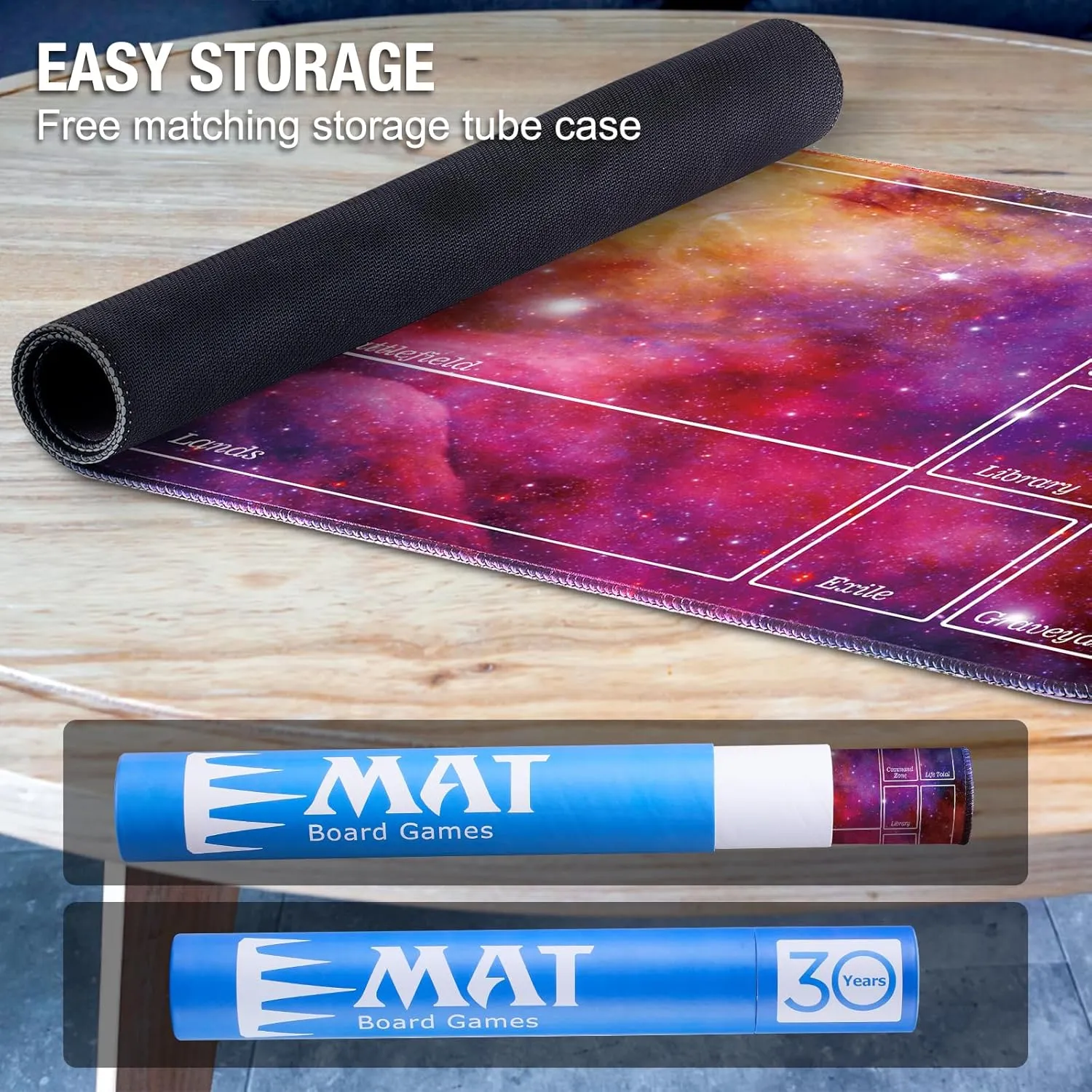 MTG Playmat for Magic The Gathering Play Mat, Stitched Playing Mat with Tube Case for MTG Card Game Playing (Purple Starry)