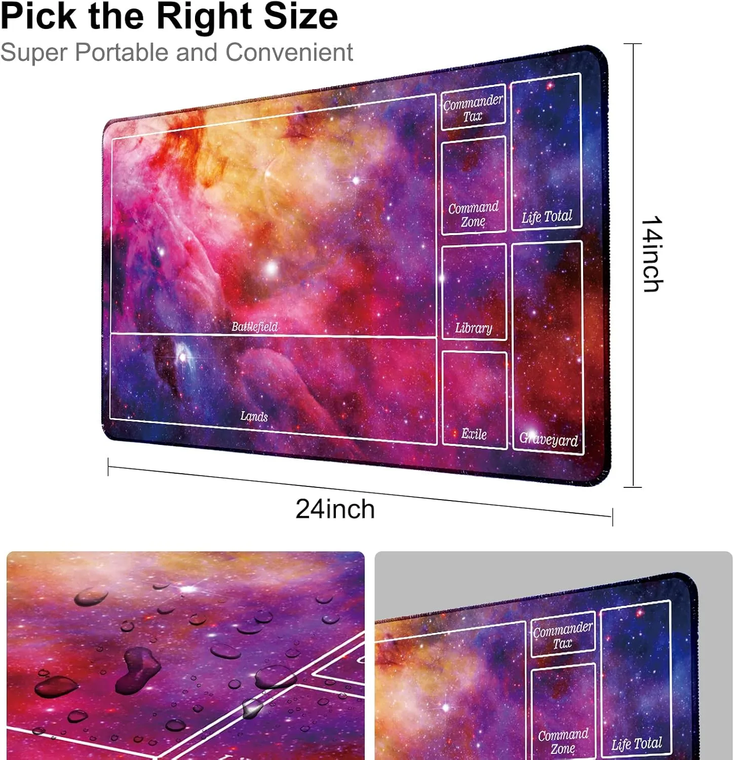 MTG Playmat for Magic The Gathering Play Mat, Stitched Playing Mat with Tube Case for MTG Card Game Playing (Purple Starry)