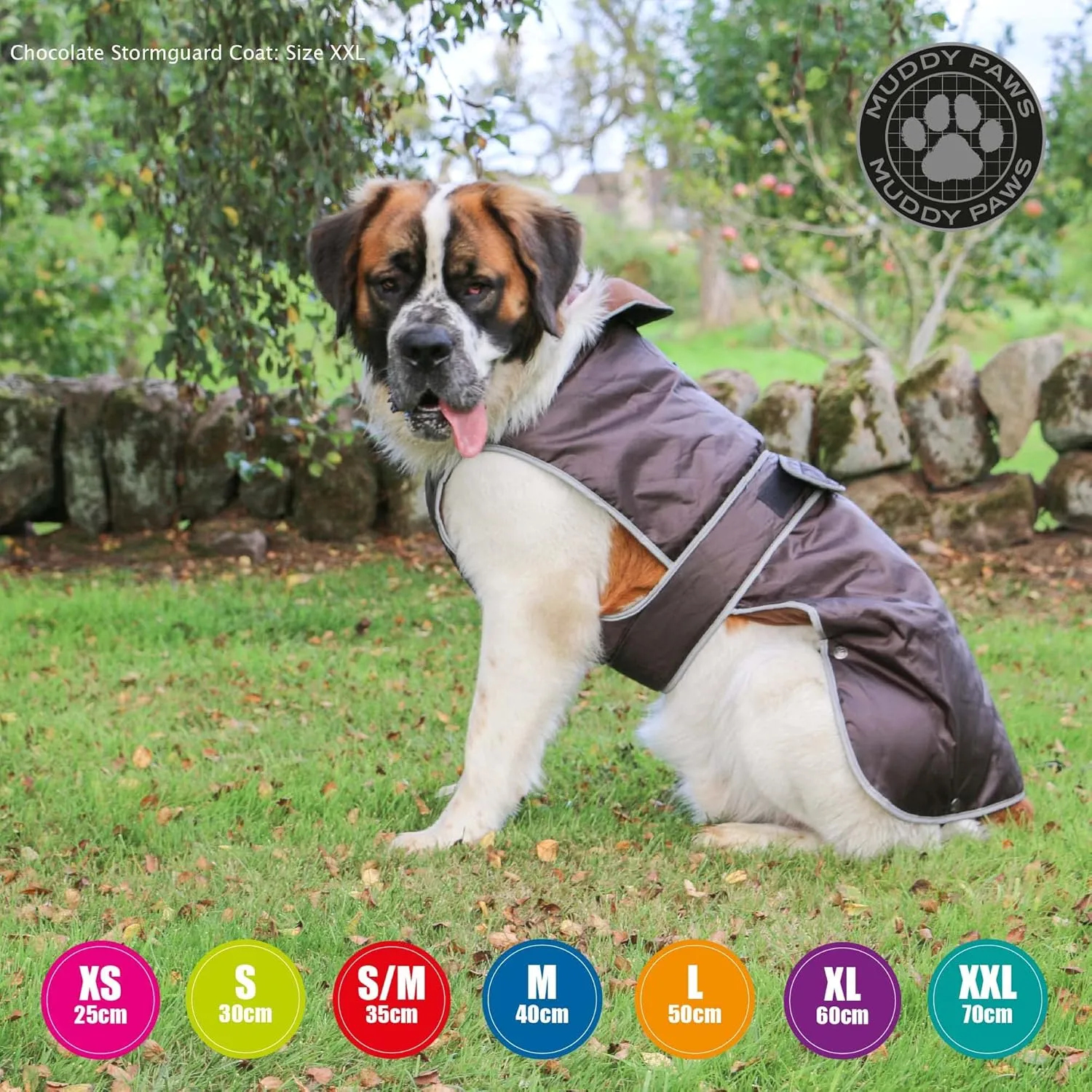 Muddy Paws All Weather Stormguard Coat Chocolate. Size Small/Medium (Length 35cm, up to 56cm Girth)