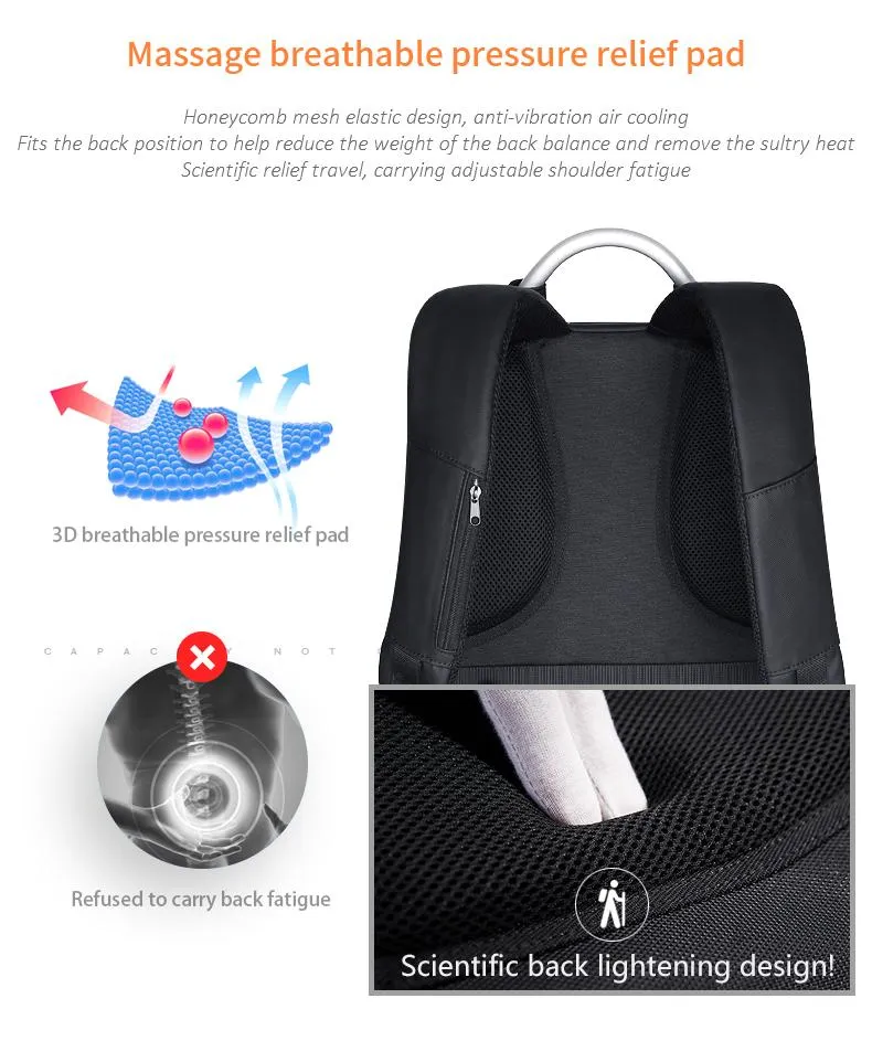 Multifunction High Capacity 17 inch Laptop Backpack with USB Charging
