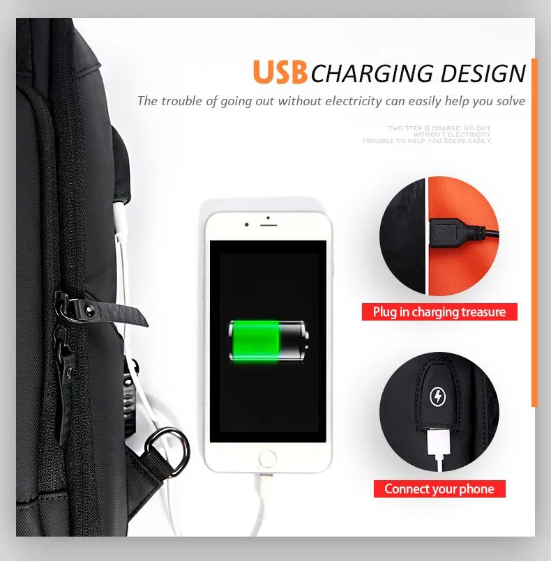 Multifunction High Capacity 17 inch Laptop Backpack with USB Charging