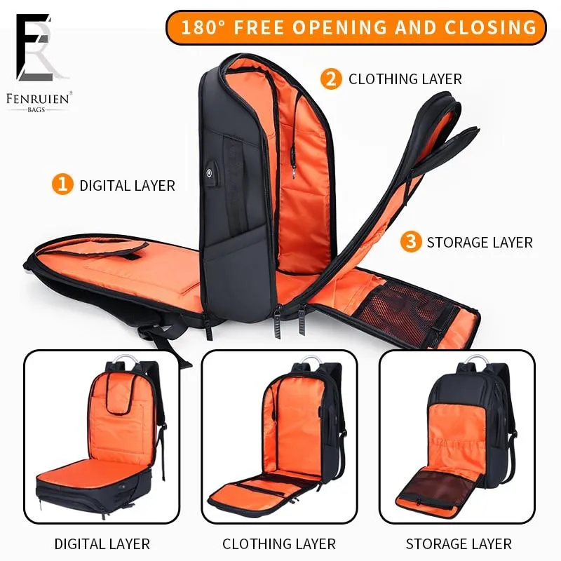 Multifunction High Capacity 17 inch Laptop Backpack with USB Charging