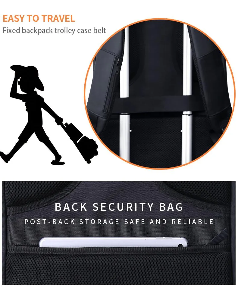 Multifunction High Capacity 17 inch Laptop Backpack with USB Charging