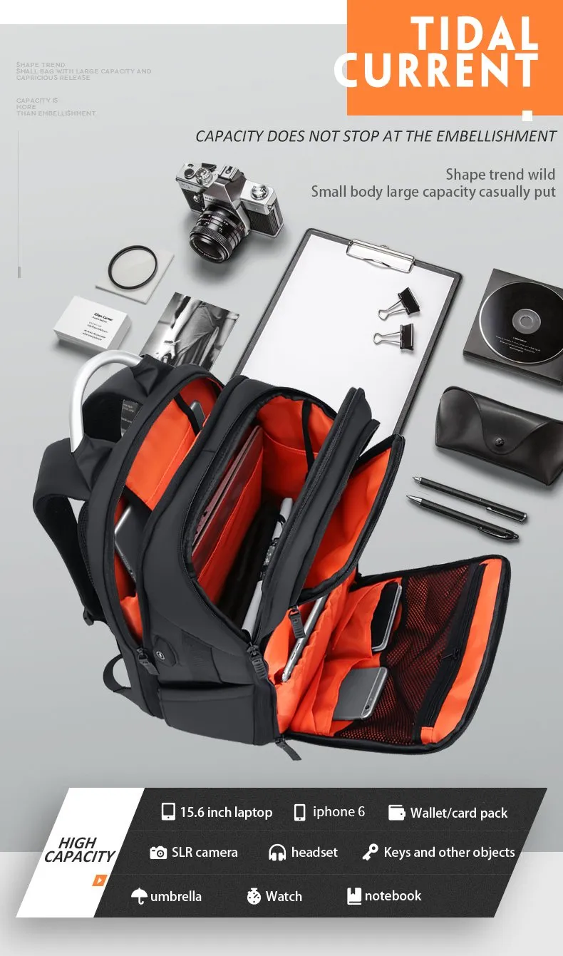 Multifunction High Capacity 17 inch Laptop Backpack with USB Charging