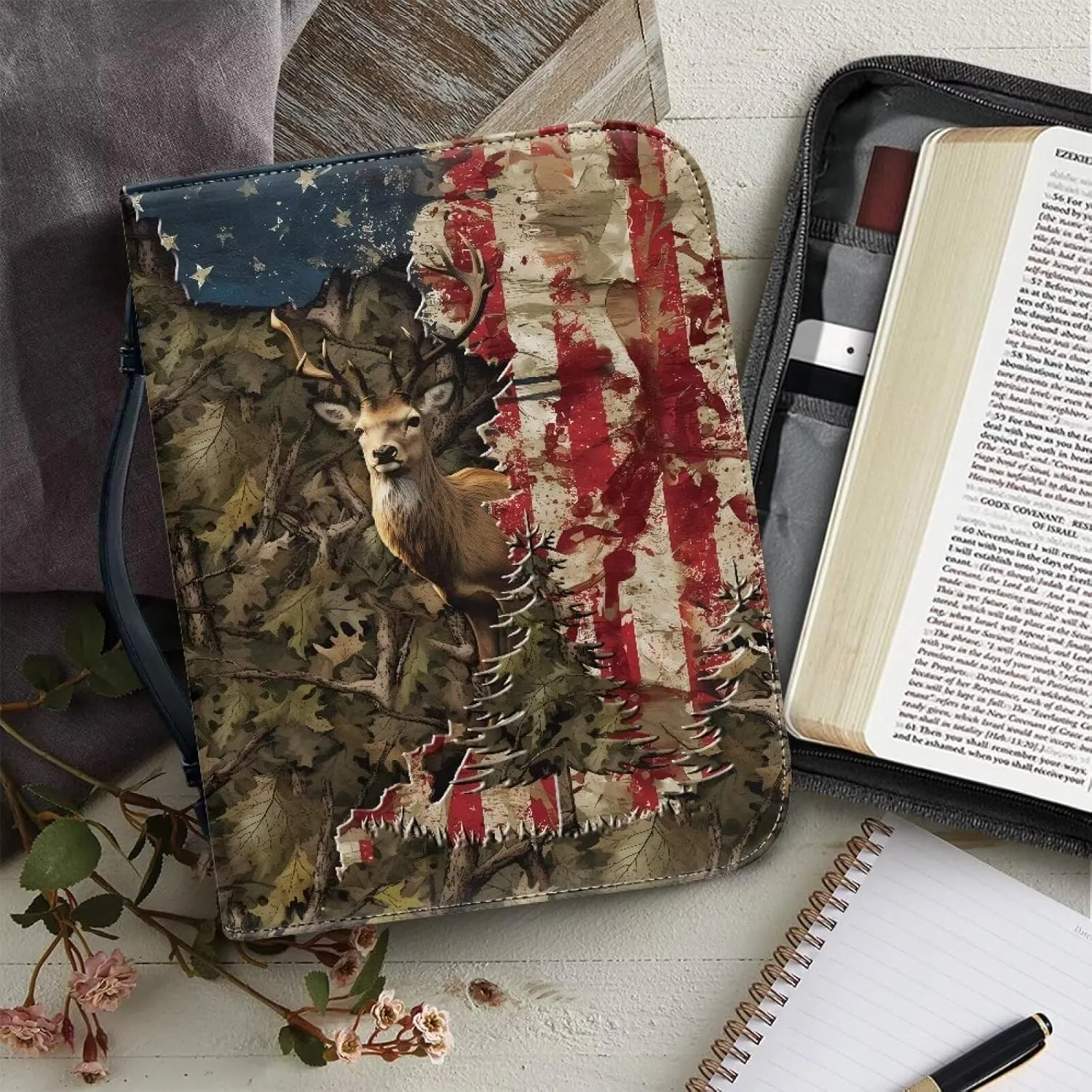 Mumeson Bible Cover Water Resistant PU Leather Handbag Tote Bag for Women Men Scripture Church Bag