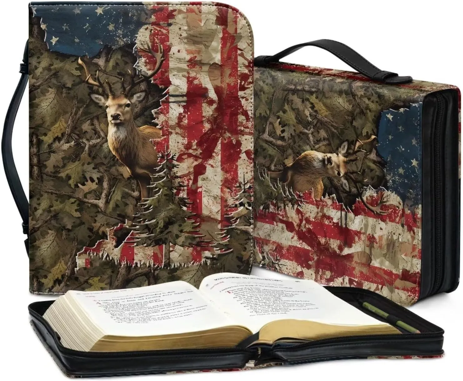 Mumeson Bible Cover Water Resistant PU Leather Handbag Tote Bag for Women Men Scripture Church Bag