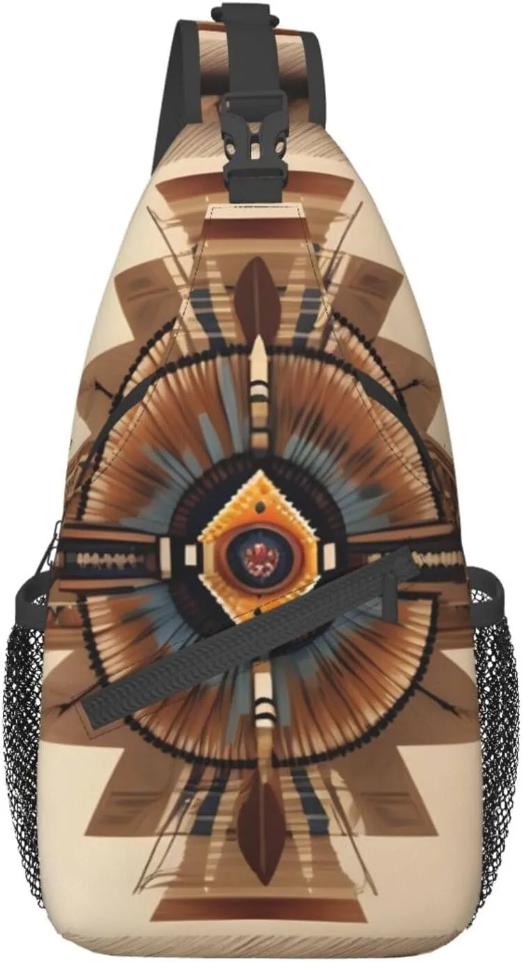 Native American Painting Chest Bag Crossbody Bag. Rugged And Durable, High Storage Capacity. Adjustable Strap Length.