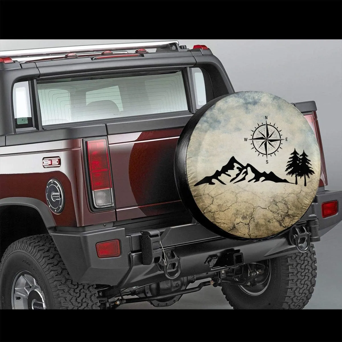 Nature Mountain Compass Spare Tire Cover Wheel Protectors Weatherproof Universal for Trailer Rv SUV Truck Camper Travel Trailer 14" 15" 16" 17"