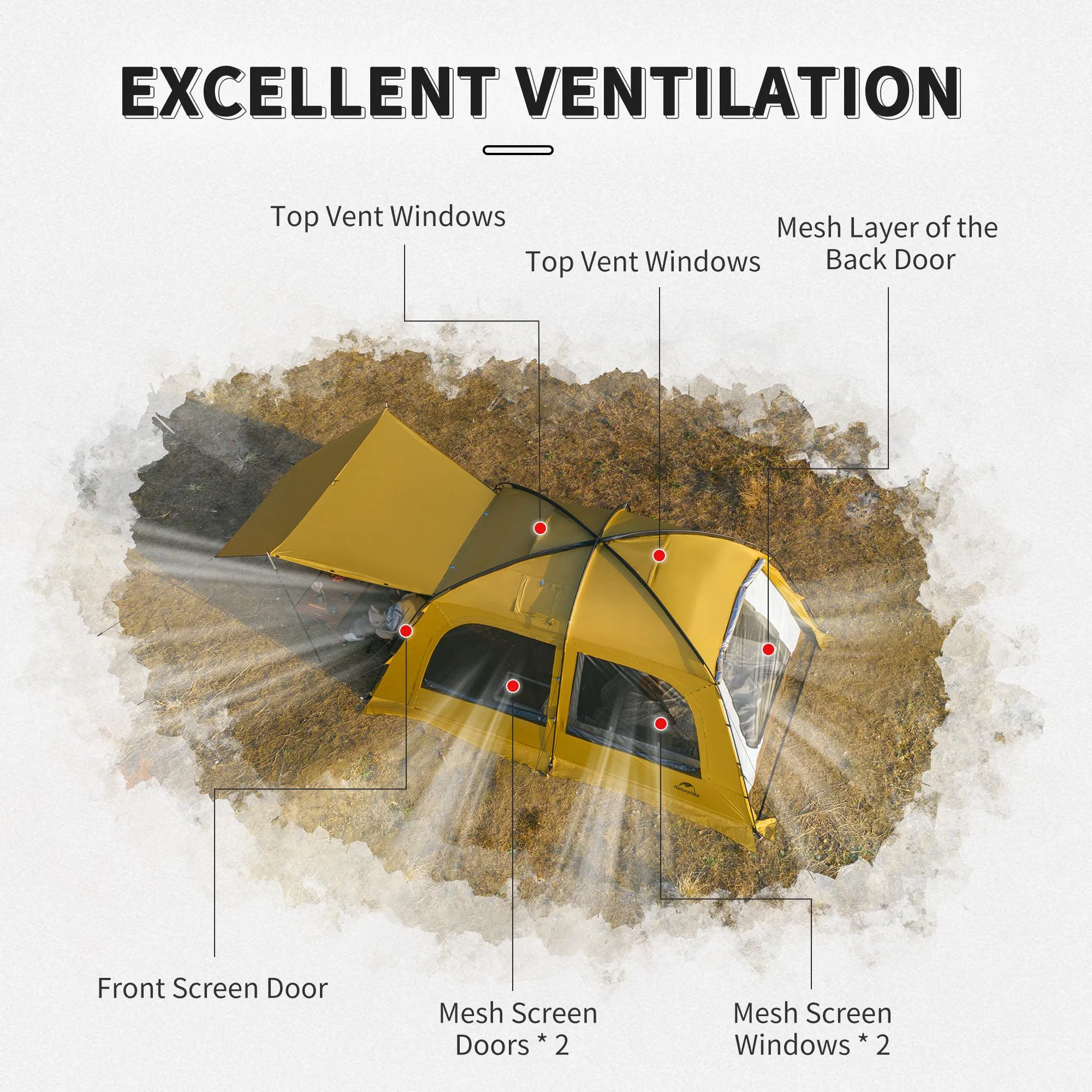 Naturehike Dune 4-Season 3Person Hot Tent with Stove Jack