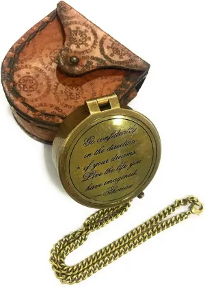 NauticalMart Brass Compass Go Confidently Directional Magnetic Pocket Gift for Camping, Hiking and Touring