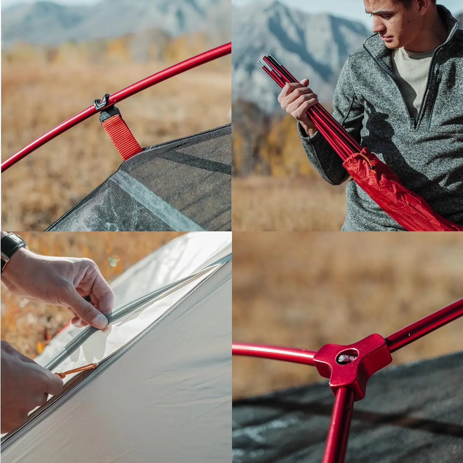 Near Zero 1-3 Person Ultralight Backpacking Tents, up to 2 Doors, 20D Ripstop Waterproof Sealed Nylon, Freestanding, Rainfly, 3 Season, with Lightweight Aluminum Frame. Easy Setup System