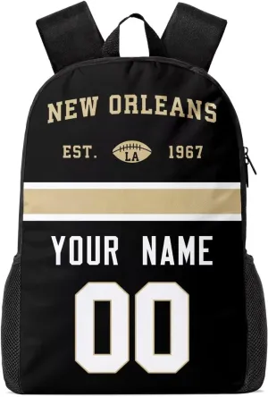 New Orleans Custom Backpack High Capacity,Laptop Bag Travel Bag,Add Personalized Name And Number£¬Gifts For Football Fans