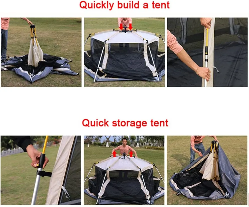 NIEH Family Outdoor Camping Tent Automatic Pop-Up Tent 3-4 Person Double Layer Waterproof Instant Tent Easy Set Up Ideal Outdoor