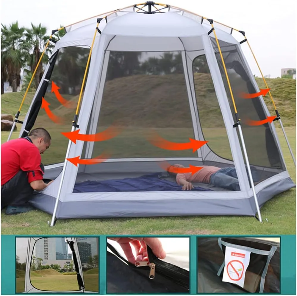 NIEH Family Outdoor Camping Tent Automatic Pop-Up Tent 3-4 Person Double Layer Waterproof Instant Tent Easy Set Up Ideal Outdoor