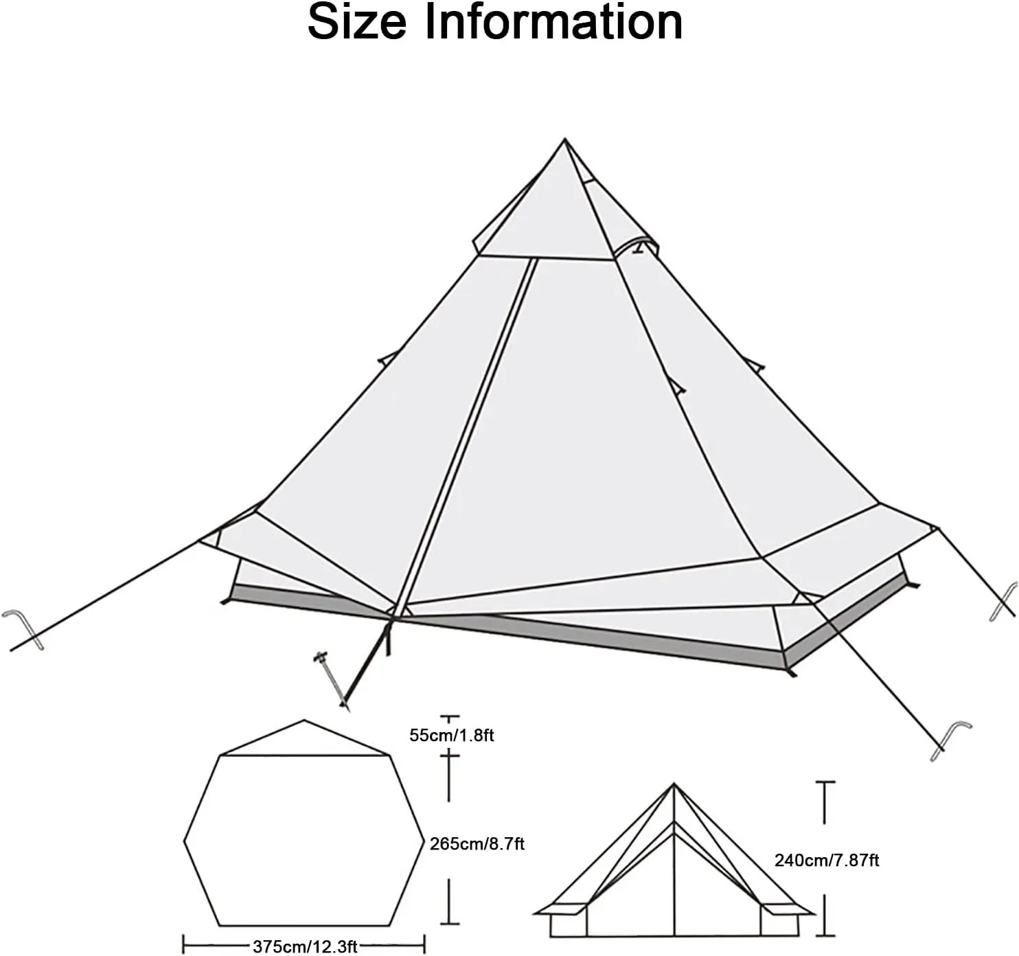 NIEH Outdoor Cotton Canvas Tent, Luxury Yurt Tents, Large Tents with Sturdy Center & Door Pole and Space for 5~6 Person All 4 Season Camping Yurt Style Tent