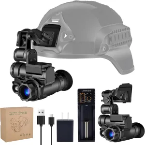 Night Vision Goggles Helmet-Mounted Monocular | 1080P HD NVG with 6X Zoom & Adjustable Infrared | IP66 Waterproof for Hunting, Surveillance, Camping | Built-in Compass