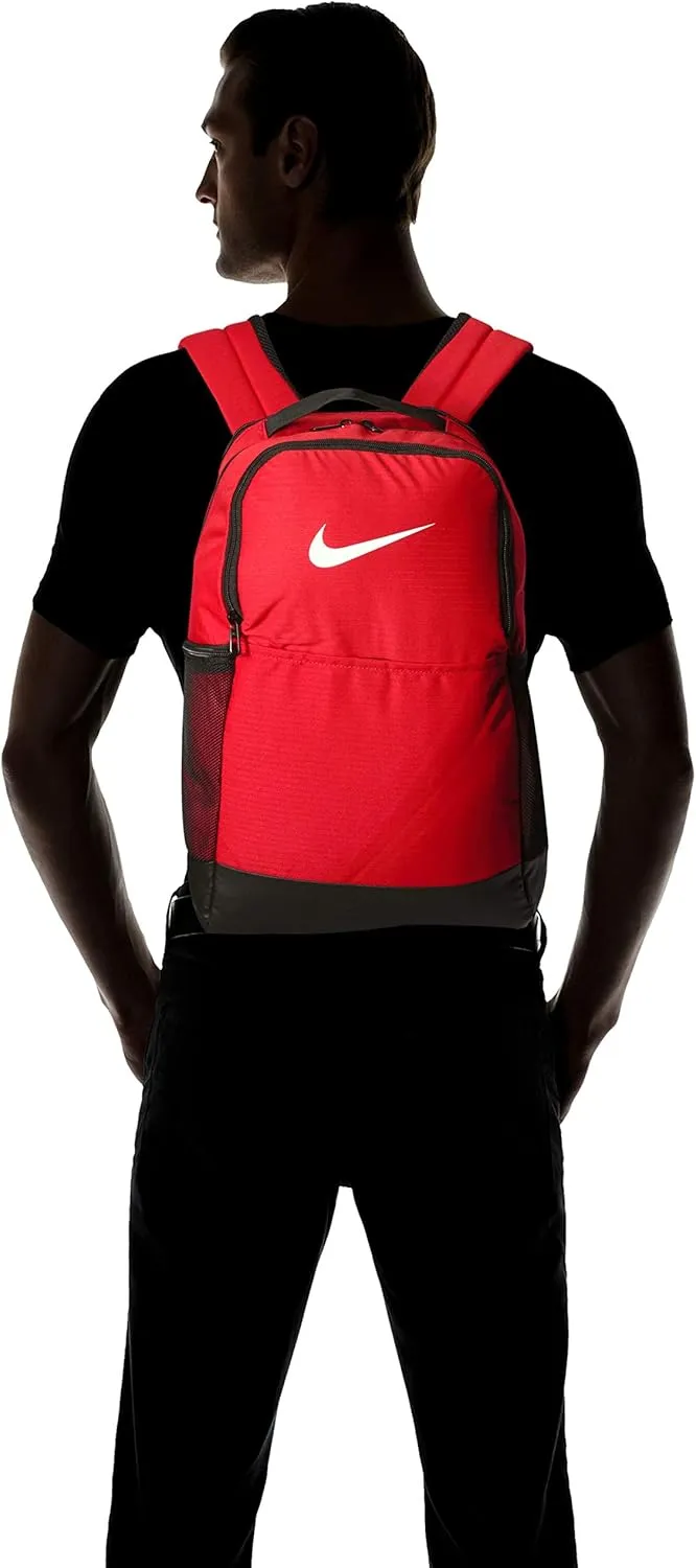 Nike Brasilia Medium Training Backpack, Nike Backpack for Women and Men with Secure Storage & Water Resistant Coating, University Red/Black/White