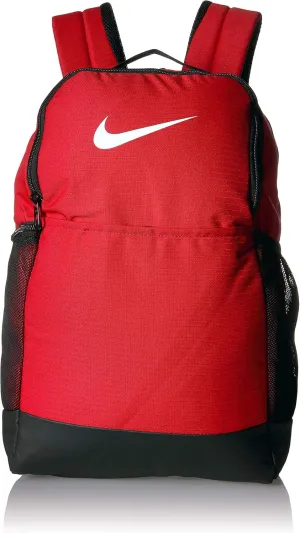 Nike Brasilia Medium Training Backpack, Nike Backpack for Women and Men with Secure Storage & Water Resistant Coating, University Red/Black/White