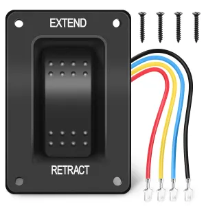 Nilight RV Electric Stabilizer Jack Switch Power Rocker Switches Extend Retract ON Off ON Momentary Waterproof with Harness for Trailer Boat Truck Linear Actuator