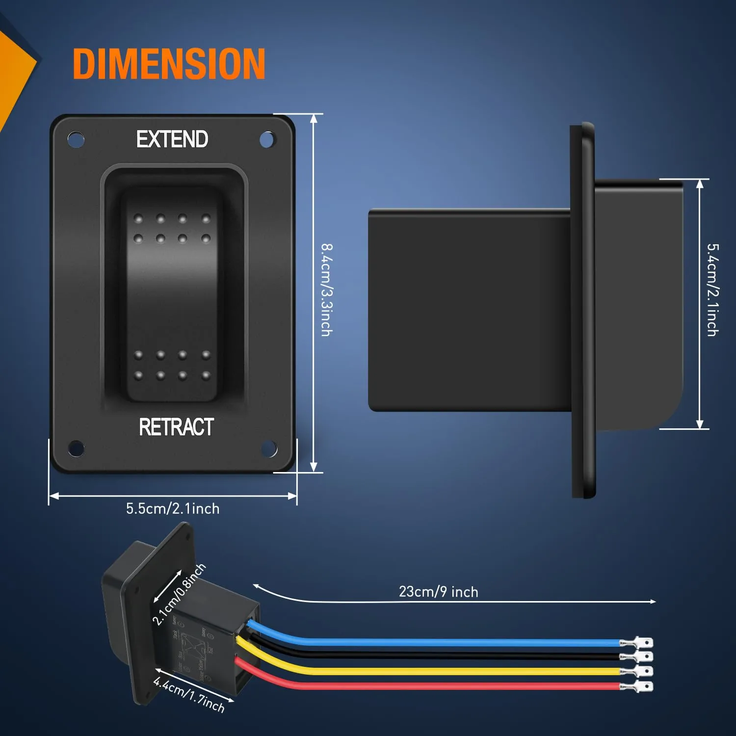Nilight RV Electric Stabilizer Jack Switch Power Rocker Switches Extend Retract ON Off ON Momentary Waterproof with Harness for Trailer Boat Truck Linear Actuator