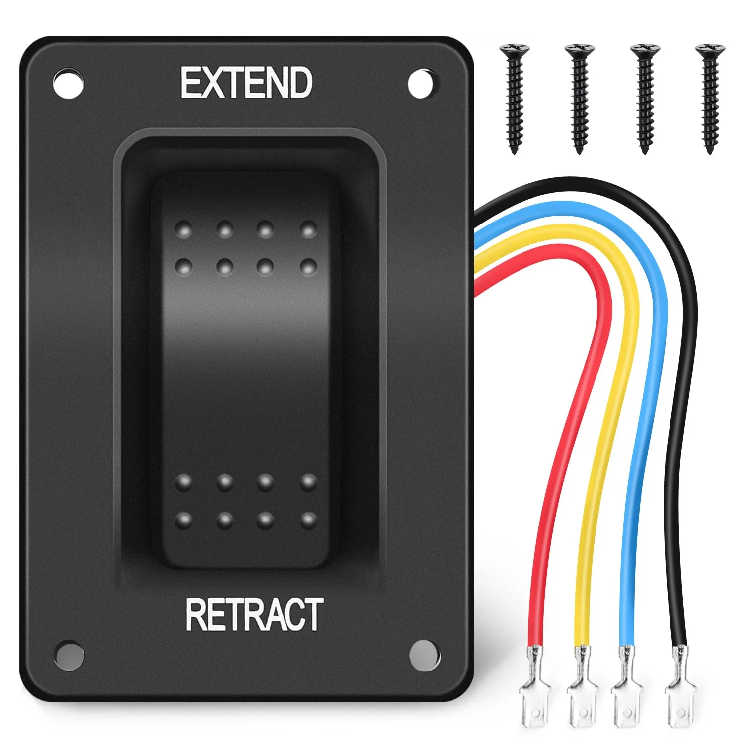 Nilight RV Electric Stabilizer Jack Switch Power Rocker Switches Extend Retract ON Off ON Momentary Waterproof with Harness for Trailer Boat Truck Linear Actuator