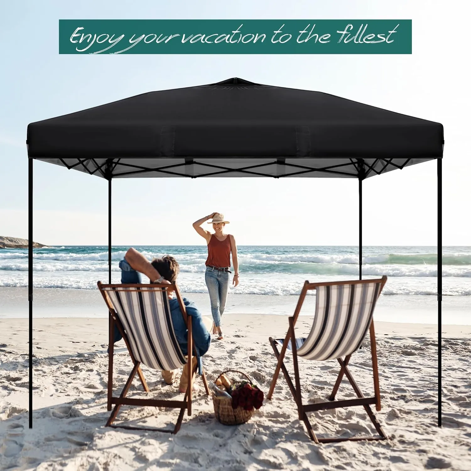 NINAT 10x10ft Canopy Replacement Top Pop Up Tent Cover Roof with Air Vent, Waterproof for Outdoor Garden Patio Pavilion Sun Shade(Top Only) Black