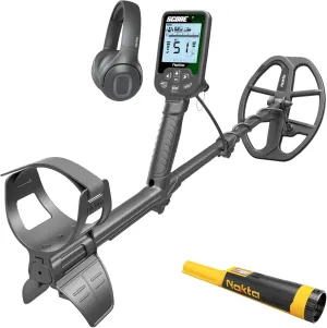 Nokta Score Metal Detector for Adults - Fully Waterproof, Rechargeable, Multi-Frequency, Easy-to-Use Detectors for Treasure Hunting (Score with Bluetooh Headphones & AccuPOINT)