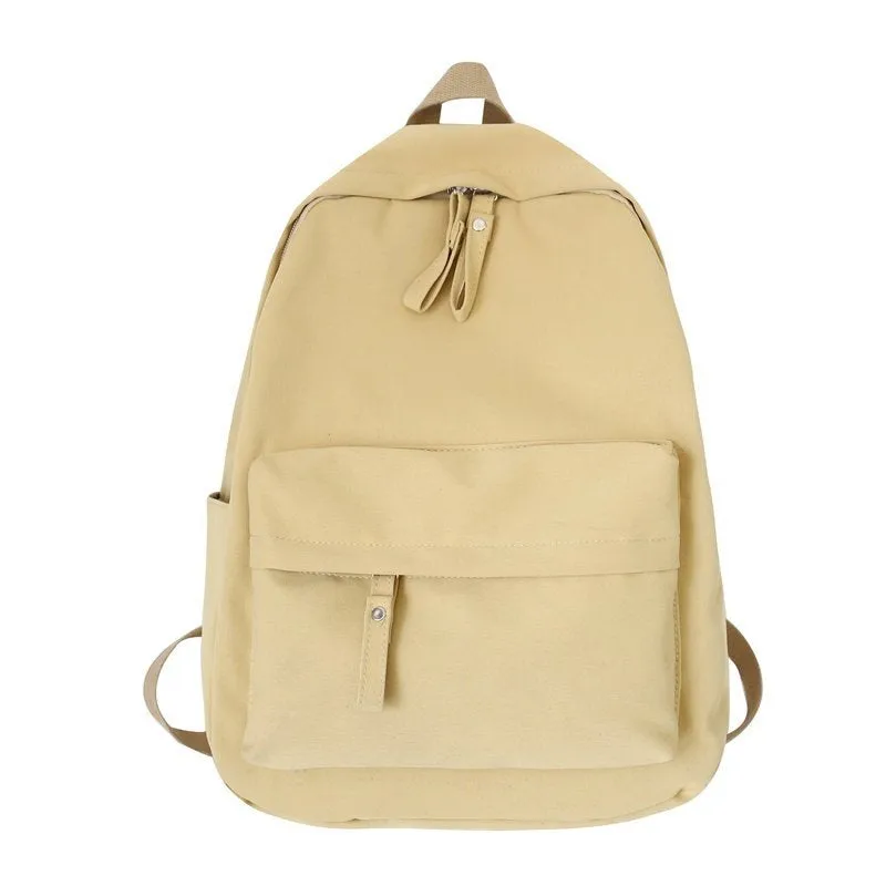 Non-Printed Schoolbag for Junior High School Women Korean Harajuku Ulzzang College Students' Backpack High School Large Capacity Ins Style Backpack