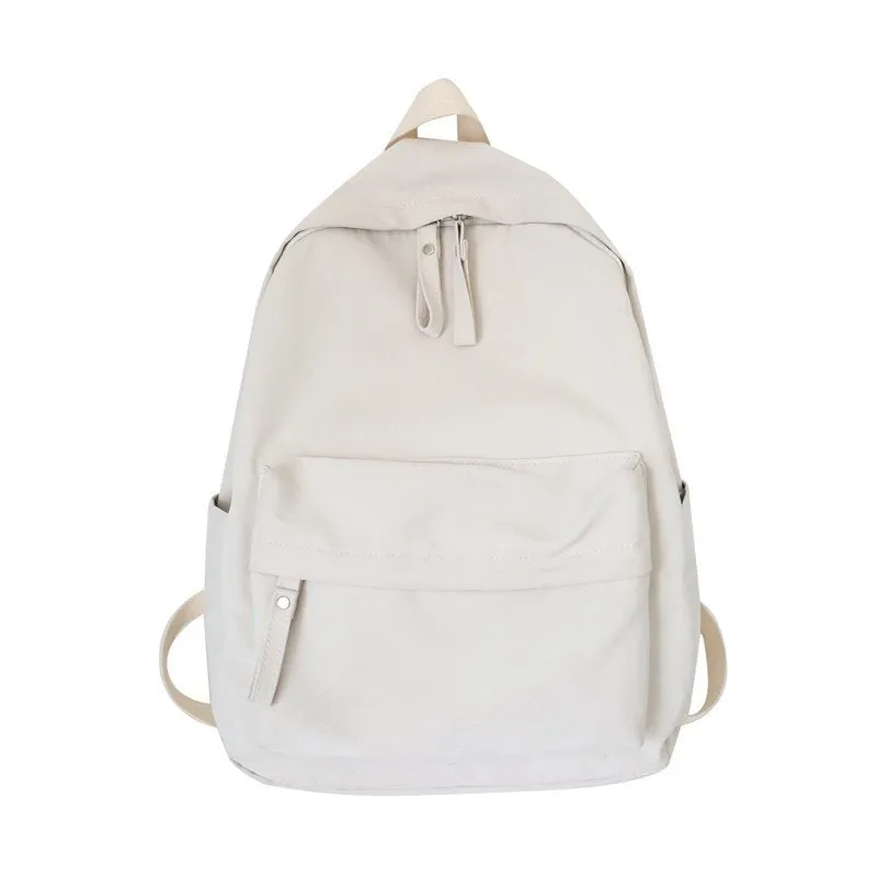 Non-Printed Schoolbag for Junior High School Women Korean Harajuku Ulzzang College Students' Backpack High School Large Capacity Ins Style Backpack