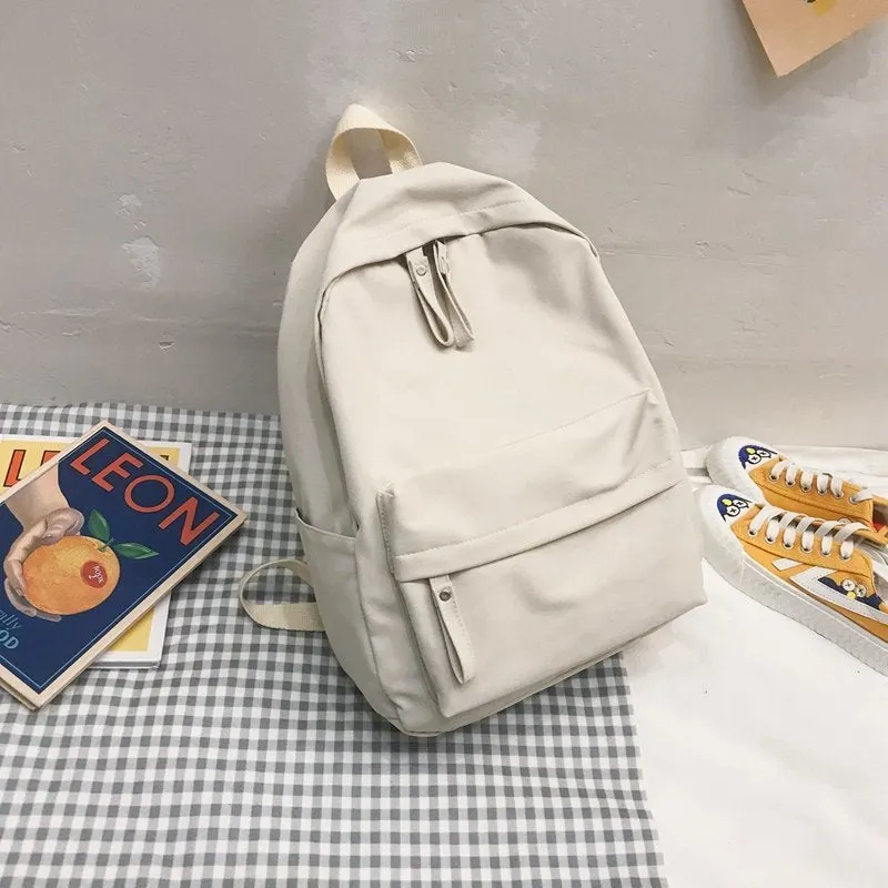 Non-Printed Schoolbag for Junior High School Women Korean Harajuku Ulzzang College Students' Backpack High School Large Capacity Ins Style Backpack