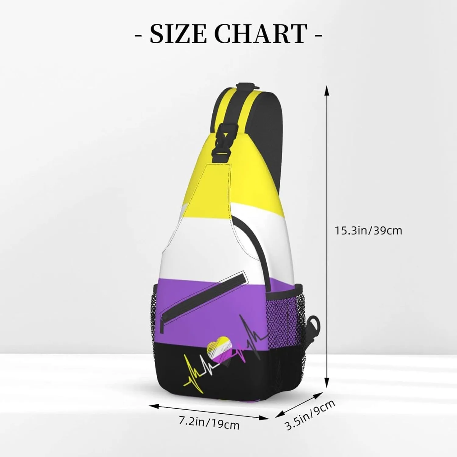 Nonbinary Pride Flag Sling Backpack Multipurpose Chest Bag Hiking Travel Daypack Crossbody Shoulder Bag Outdoor