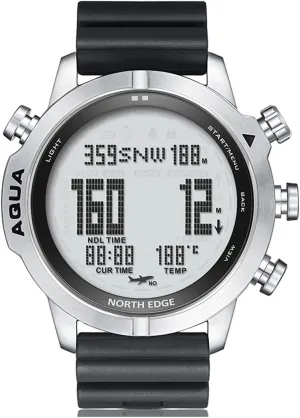 NORTH EDGE Aqua Professional Diving Computer Watch for Men Scuba Diving NDL 50M Dive Watch with Compass Altimeter Barometer Pedometer 100M Waterproof