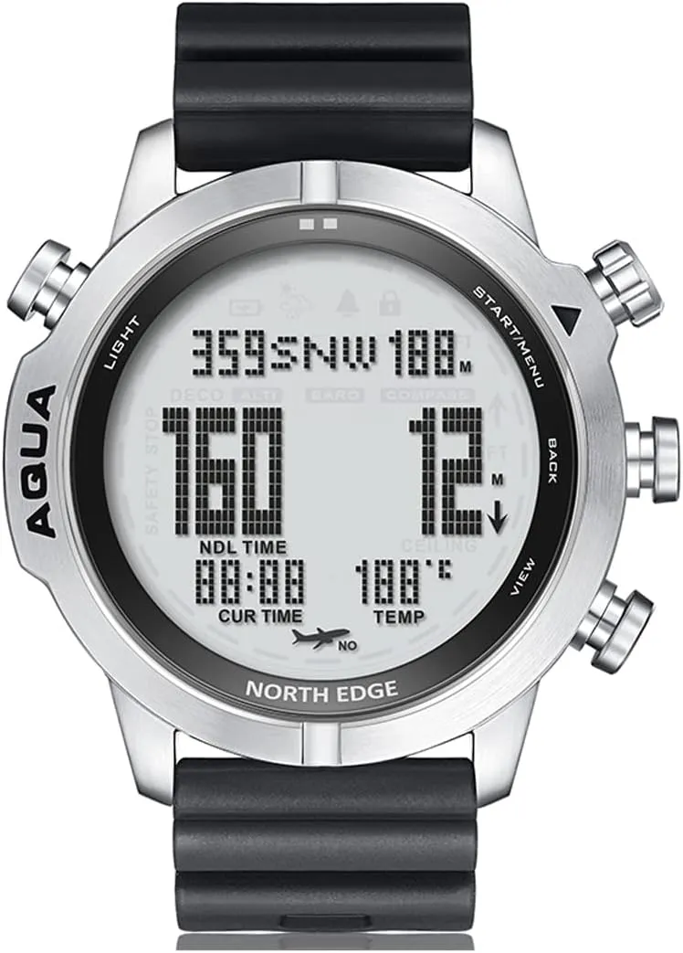 NORTH EDGE Aqua Professional Diving Computer Watch for Men Scuba Diving NDL 50M Dive Watch with Compass Altimeter Barometer Pedometer 100M Waterproof