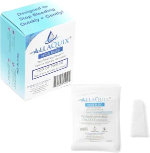 Nose Bleed Stopper – Hemostatic Gauze Plugs Made with Calcium Alginate (Box of 12) – Fast Relief for Nosebleeds | Highly Absorbent, Soft, Sterile, Safe for Blood Thinners