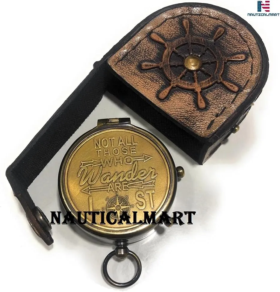 Not All Those Who Wander are Lost Magnetic Compass Graduation Confirmation Day Gift Compass Marine Replica Vintage Magnetic Direction Antique Compass