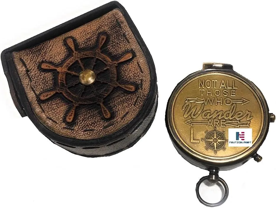 Not All Those Who Wander are Lost Magnetic Compass Graduation Confirmation Day Gift Compass Marine Replica Vintage Magnetic Direction Antique Compass