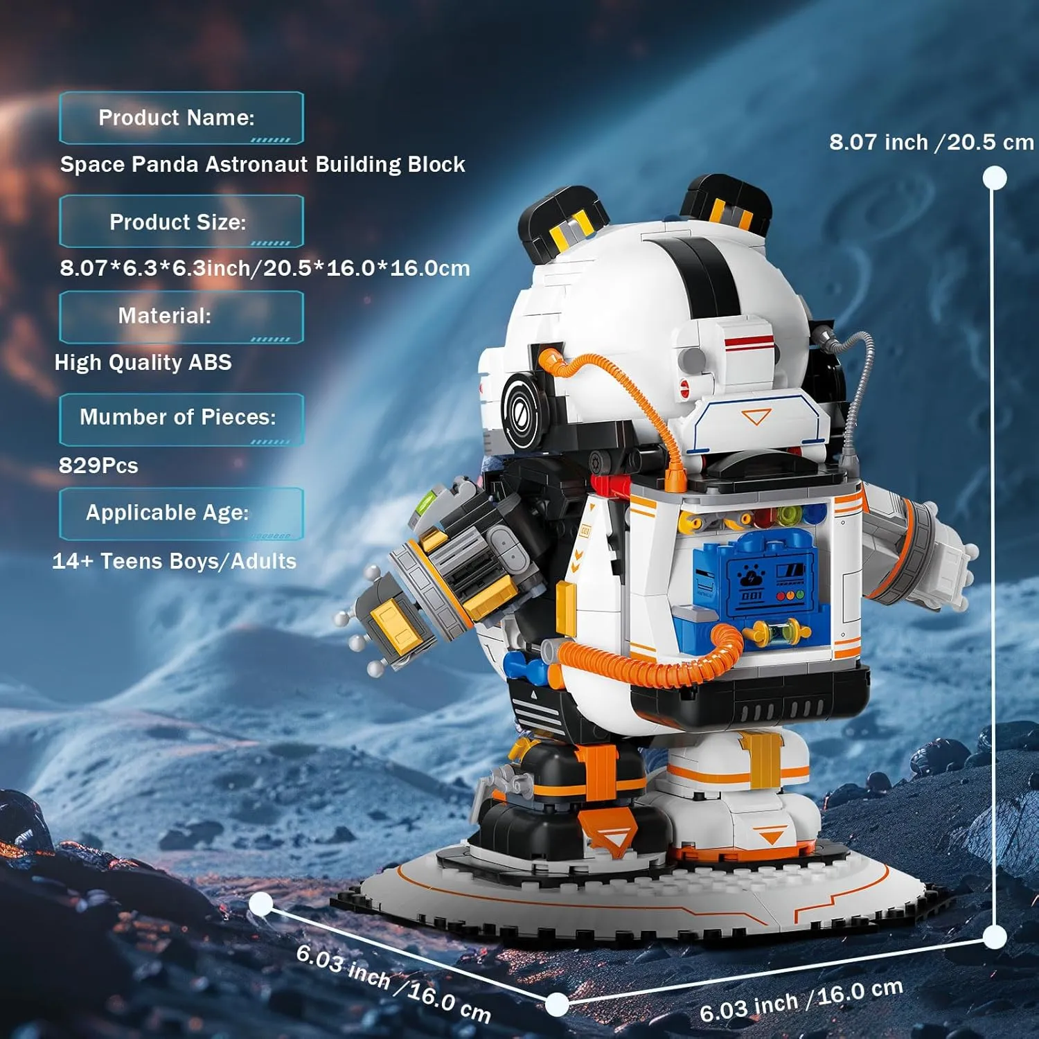 NUTCRACKER Space Panda Astronaut Building Blocks Kits - Animals Panda Toy Building Set for Adult, Cool Space Panda Collection Display Model, Birthday for Boys Girls 8  Age (829 Pieces)