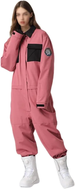 NVBHOF Women's One Piece Ski Suits, Women High Waterproof Windproof One Piece Hooded Ski Suits, for Skiing