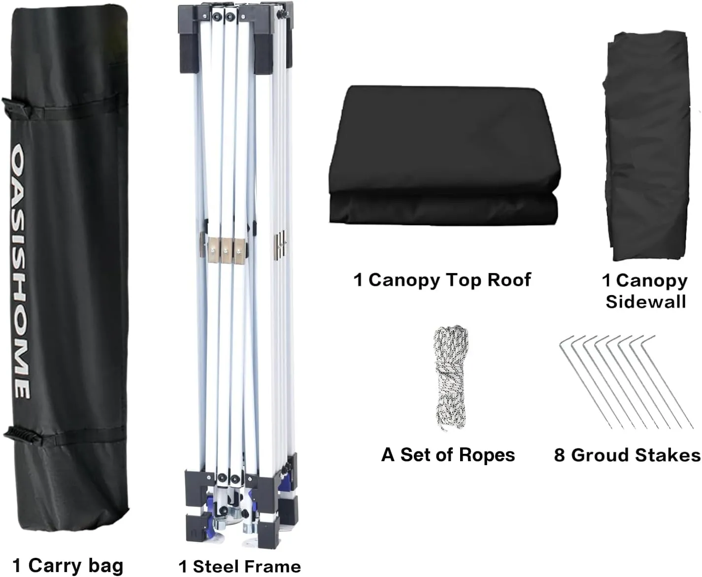 OASISHOME Pop-up Portable Outdoor Canopy Tent 10'x10' Instant Gazebo, with 1 Sidewall, Carry Bag, Stakes, Ropes, for Outdoor/Beach/Patio/Wedding Parties and Commercial Events (10FTx10FT, White)