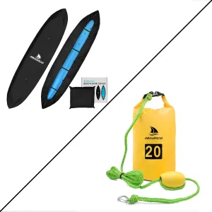 Obcursco 600D Kayak Cover Waterproof, 12,.3-13,5FT Thickened UV-Proof and 20L Jet Ski Anchor Kit PWC Anchor 2 in 1 Sand Bag