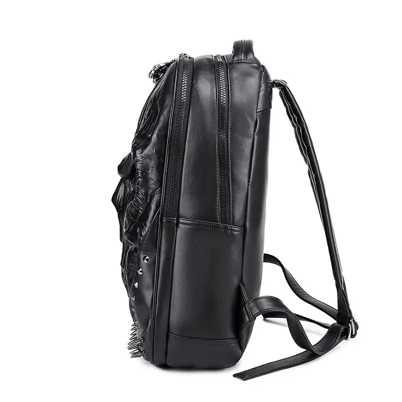 OMNI™ 3D Gothic Skull Thick Leather Large Capacity Backpack