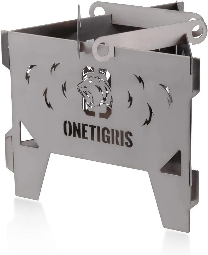 OneTigris Triangle Titanium Mini Wood Stove Lightweight Portable for Camping Backpacking Hiking Picnicking and BBQ, Weighs 14.8oz/0.93lbs only