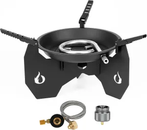 ONLYFIRE Portable Gas Camping Stove with Carry Bag, Dutch Oven Stand with Foldable Pot Brackets, Outdoor Propane Gas Stove for Camping Hiking Picnic Patio Cooking, GS341