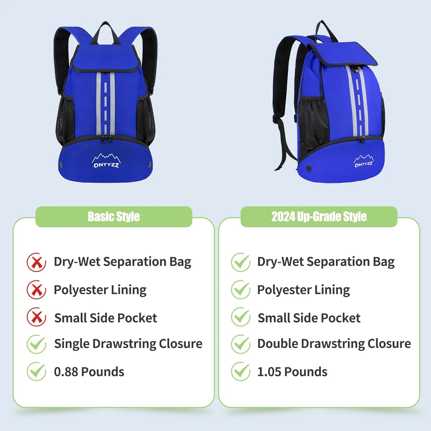 ONTYZZ Sports Backpack with Drawstring Closure Basketball Backpack with Shoe Compartment Swim Beach Bag